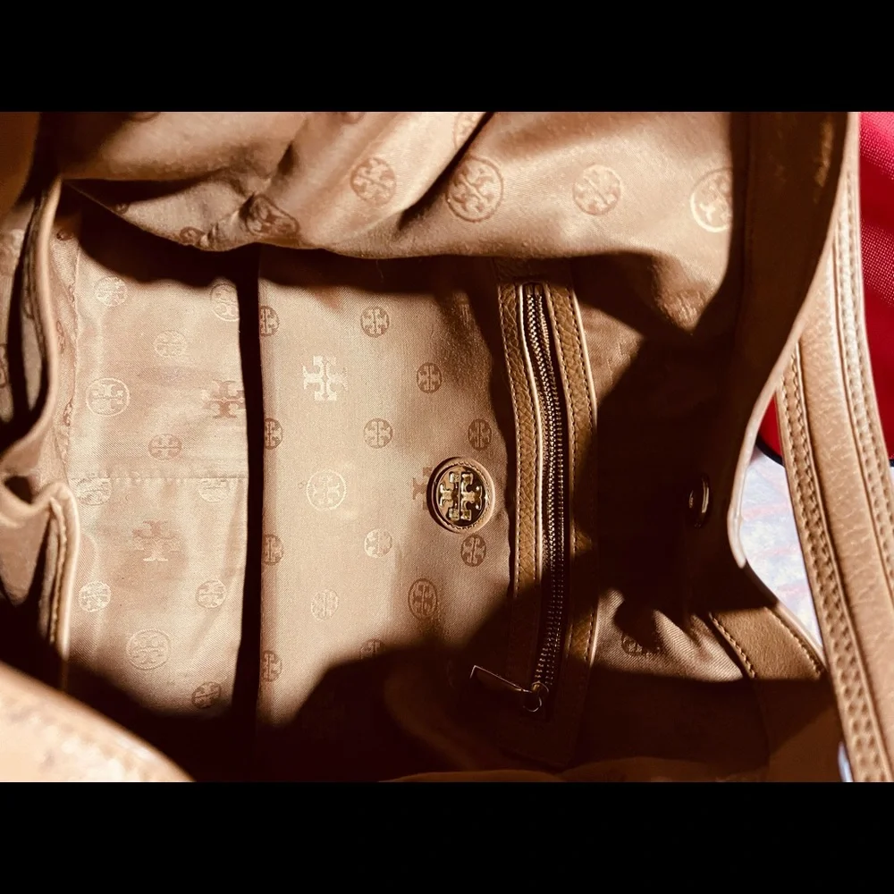 Tory Burch Caramel Brown Leather Hobo with Gold Hardware